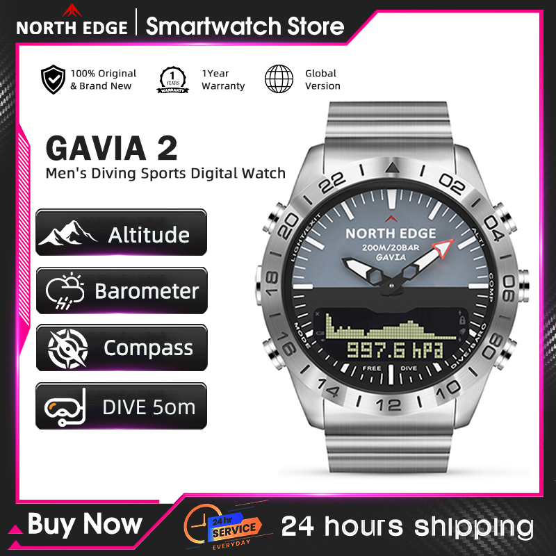 Smartwatch Digital Watches For Men - NORTH EDGE Heren duikhorloge Militair leger