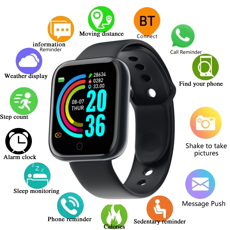 Watch Smart Y68 - Smartwatch voor heren Sportmonitor voor dames