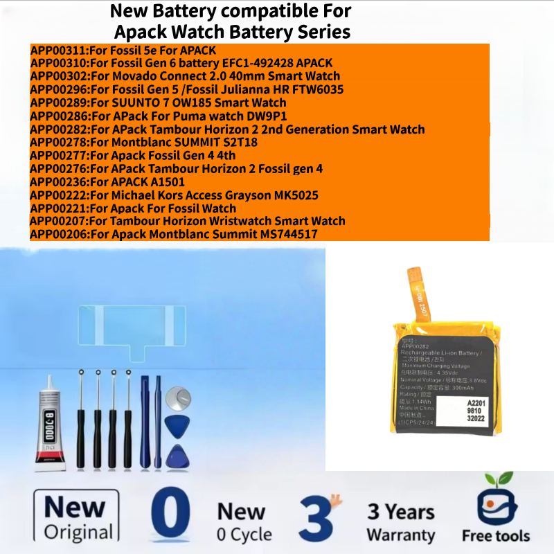 Fossil Watches Smartwatch Gen 6 - Nieuwe batterij compatibel voor Apack Fossil