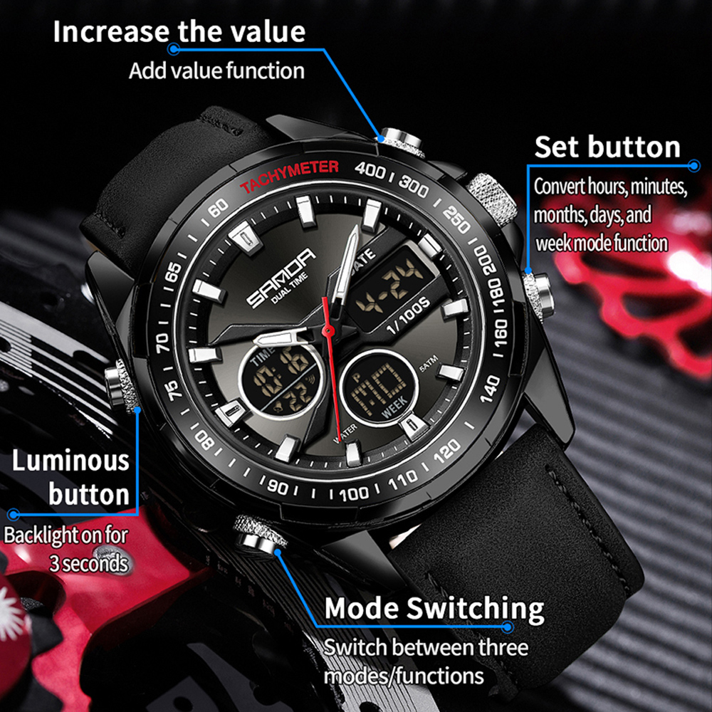 SANDA Luxe Chronograaf Herenho - Smartwatch Digital Watches For Men recensie en prijs